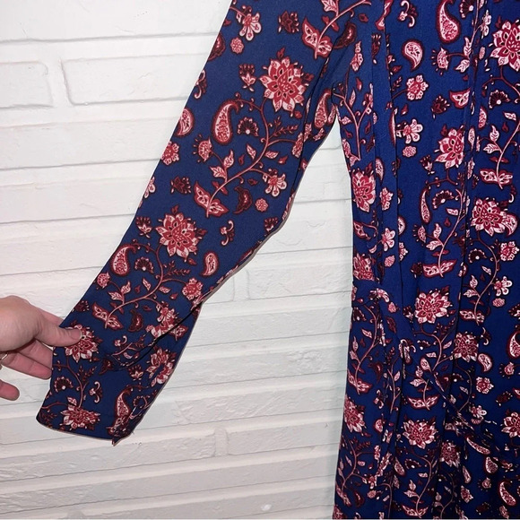 Meadow Rue Anthropologie Navy Blue Floral Tunic Dress, Women’s Size Large - Picture 9 of 10